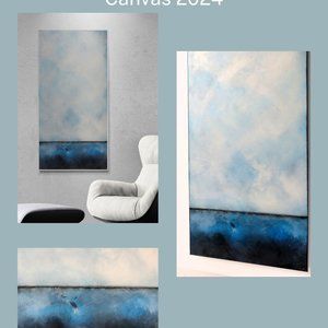 Abstract Original Modern Minimalist Oil Mixed Media, Canvas, Sea, Ocean.